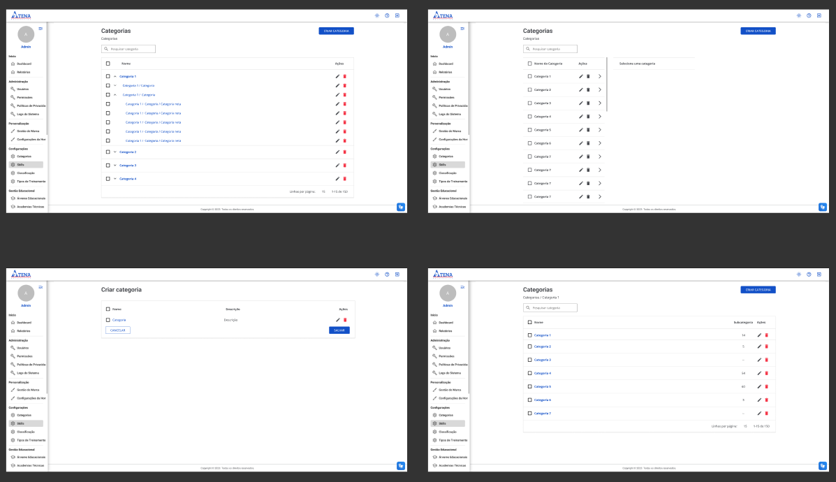 Atena desktop trainings list
