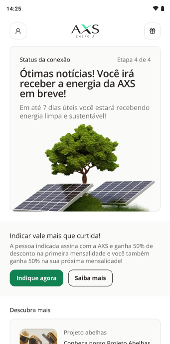 Customer app homepage