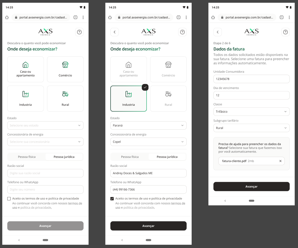 Onboarding flow steps