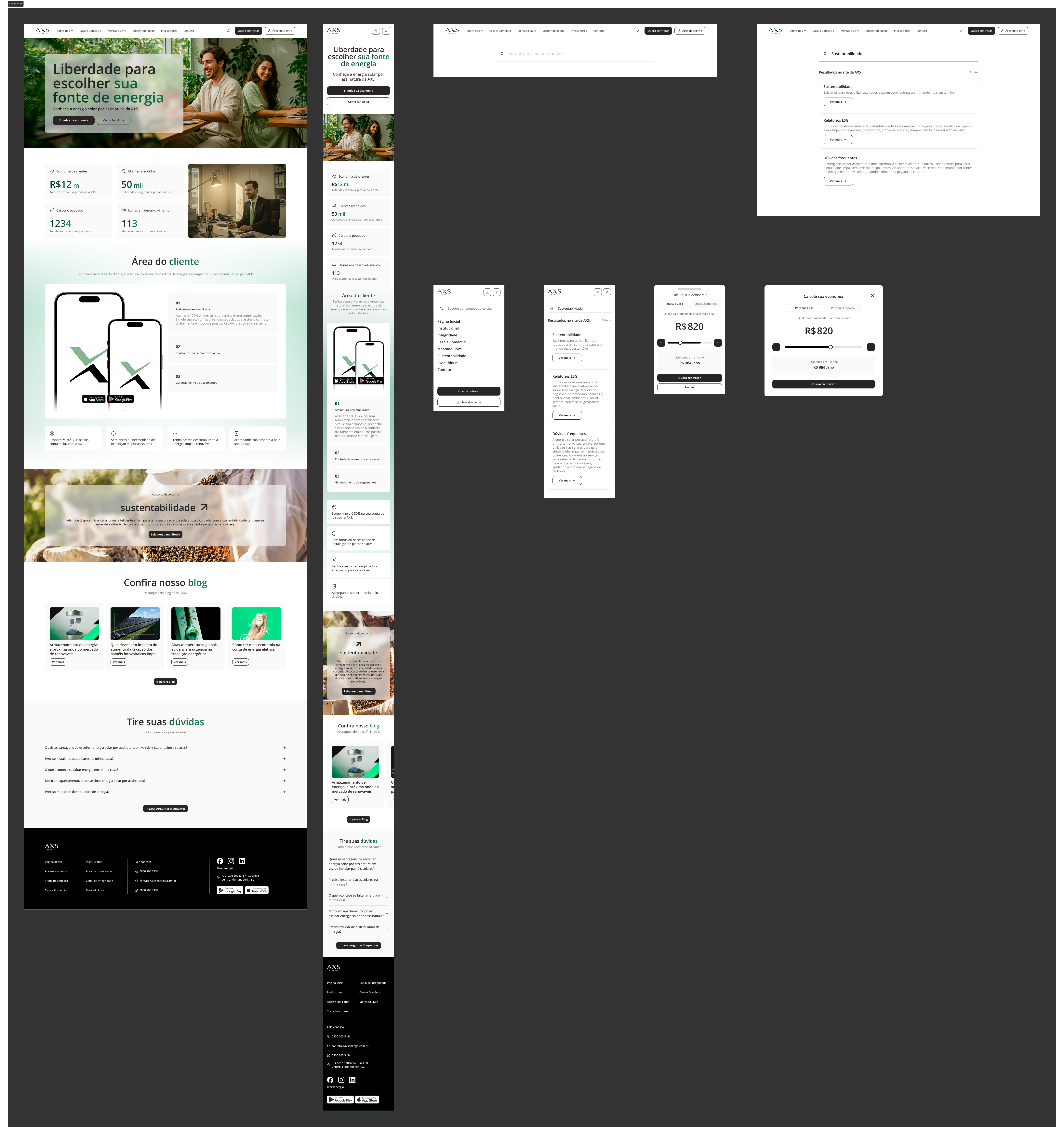 AXS institutional site homepage, top